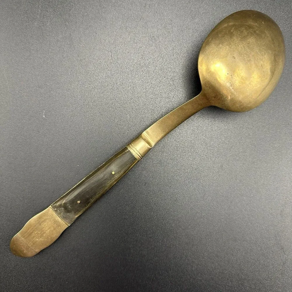 Vintage Siam Thailand Bronze Large Salad Servers Thai Goddess Wood Handles 9,5”